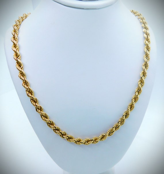 18K Yellow Gold Twisted Rope Chain Necklace