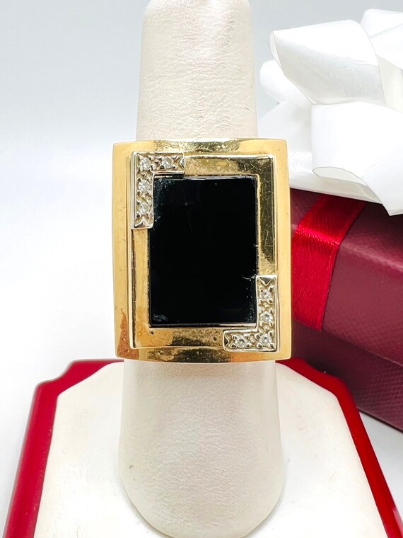 ヴィンテージ 14K イエロー ゴールド ブラック オニキス 