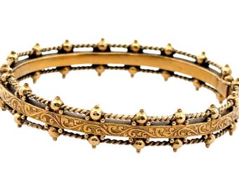 Victorian 14K Yellow Gold Bangle Bracelet