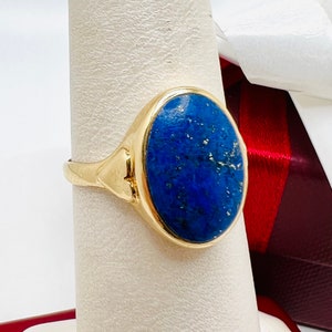 Beautiful 14K Yellow Gold Lapis Vintage Handmade Ring Size 6.3 image 2