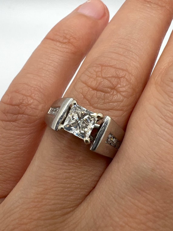 Bridal Engagement White Platinum Diamond Ring Siz… - image 4