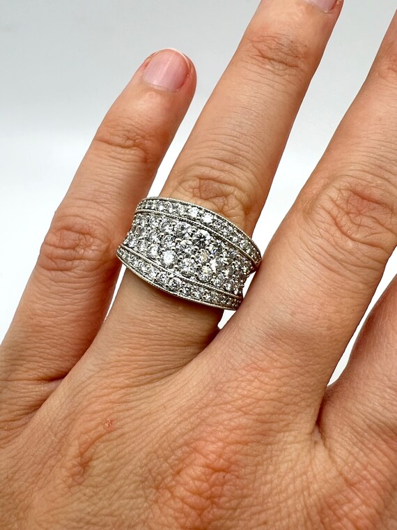 14K White Gold Diamond 2.00ct Wide Band Ring Size… - image 4
