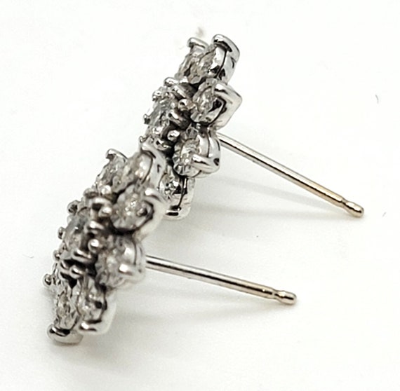 Floral Diamond Earrings, 10K White Gold - image 3