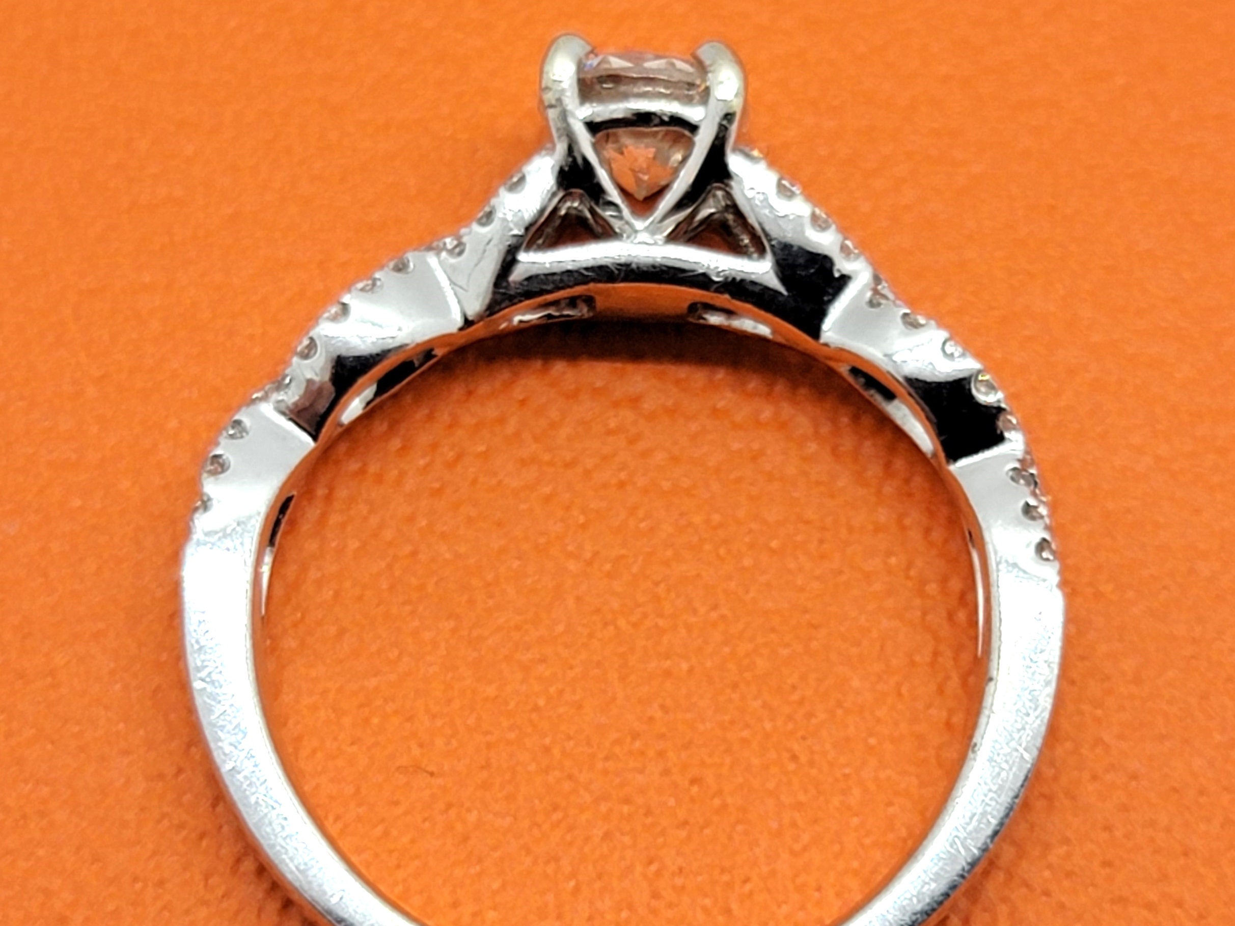 ハンドメイド 14K ホワイトゴールド ダイヤモンド 0.42ct リング 