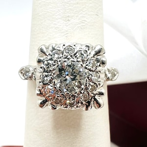 Vintage Platin Diamant 1.00ct Verlobungsring Größe 5.75