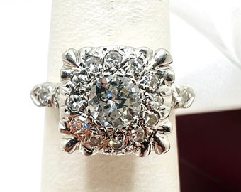 Vintage Platinum Diamond 1.00ct Engagement Ring Size 5.75
