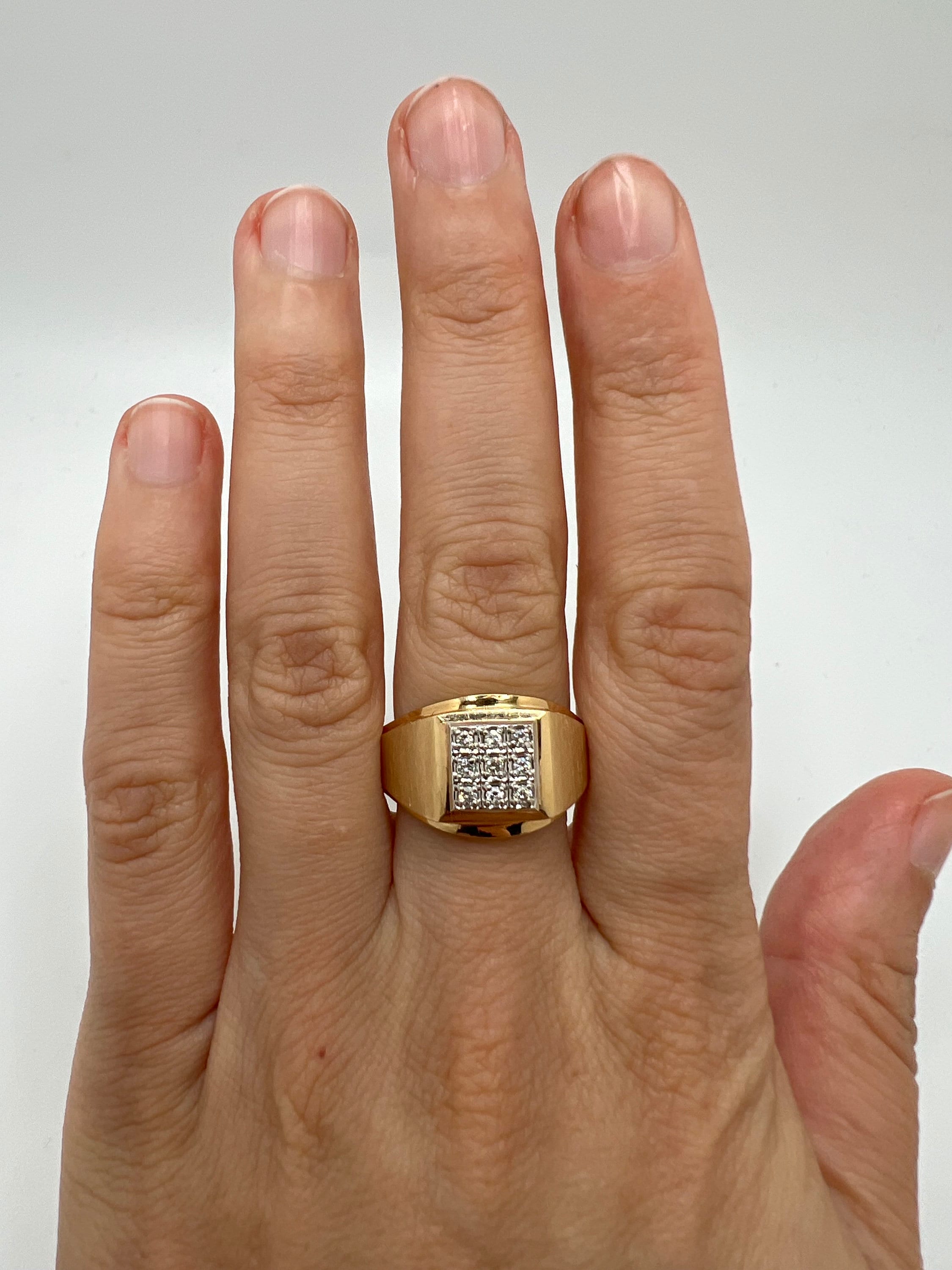 14K Yellow Gold Diamond 0.22ct Men's Ring Size 12.5 - Etsy