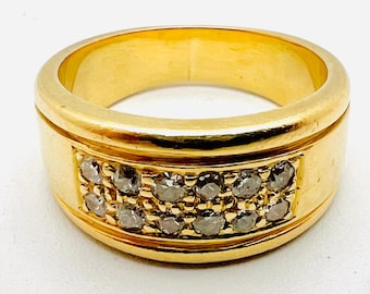 Anello nuziale da donna in oro giallo 18 carati con diamanti da 0,60 ct, misura 5,5