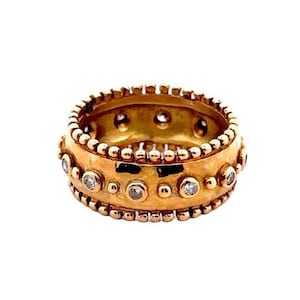 Vintage 18K Yellow Gold Diamond 0.10ct Wedding Band Ring Size 6.75