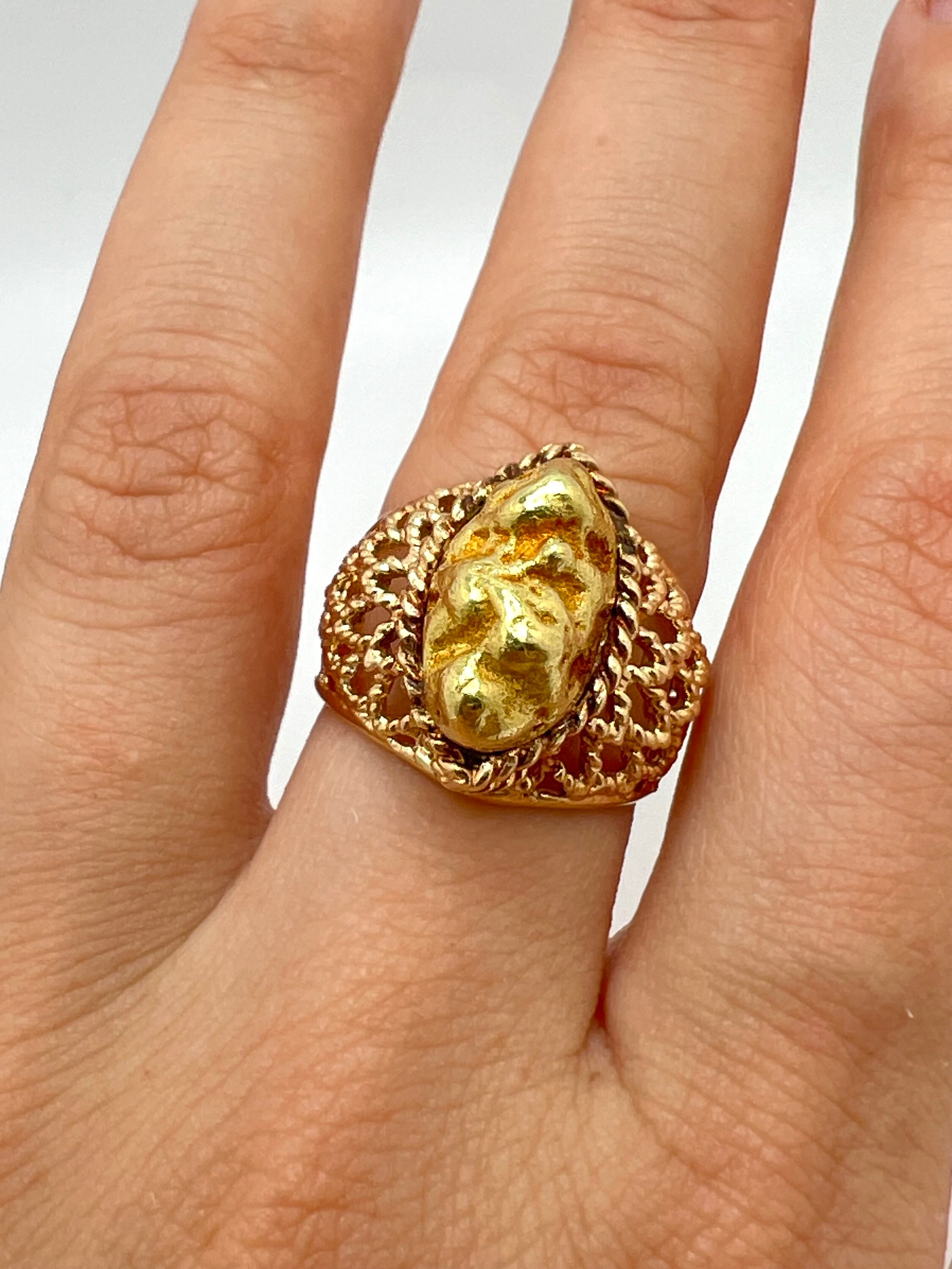 Anello Pepita Oro Giallo 14kt – Peso 4.5g – Gioiello Uomo – Fatto In Italia – TDGJ