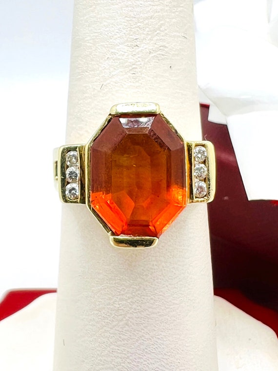 Beautiful Vintage 14K Yellow Gold Citrine & Diamo… - image 1