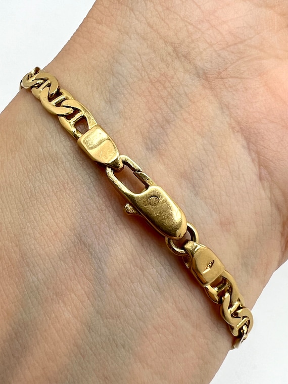 18K Yellow Gold Link Bracelet Size 6.5 - image 3