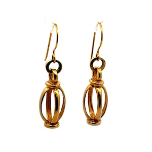 Vintage 14K Yellow Gold 3D Dangle Drop Earring
