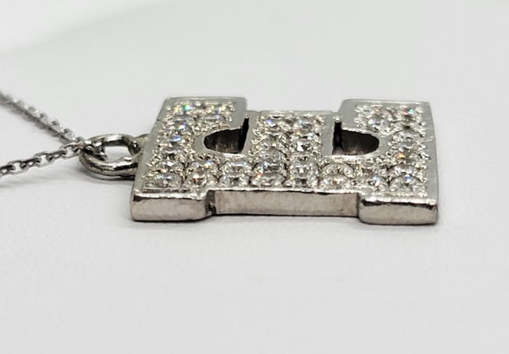 Letter "E" Diamond Pendant, 14K White Gold, Chain… - image 4