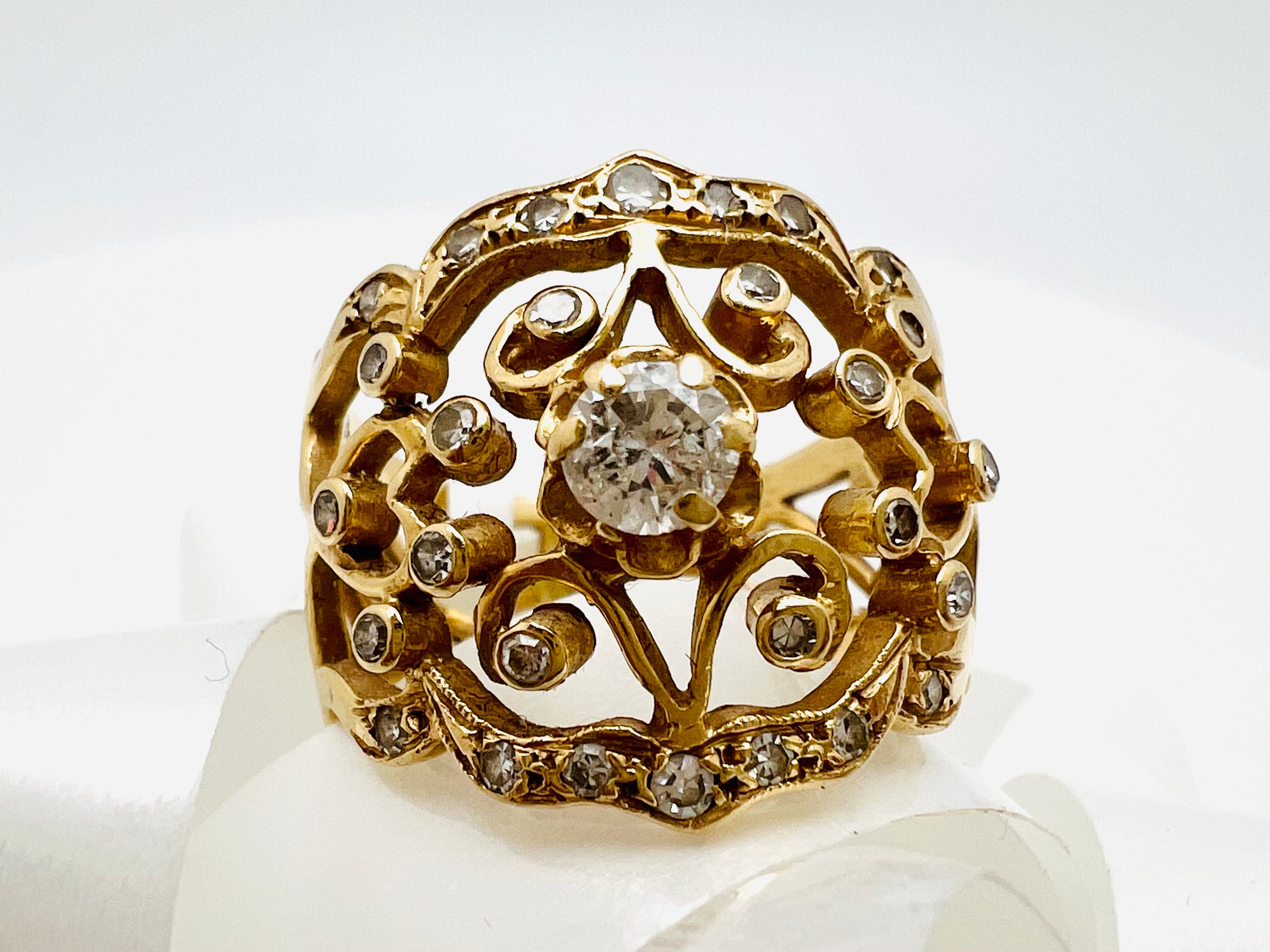 ヴィンテージ 14K イエローゴールド ダイヤモンド 0.60ct リング