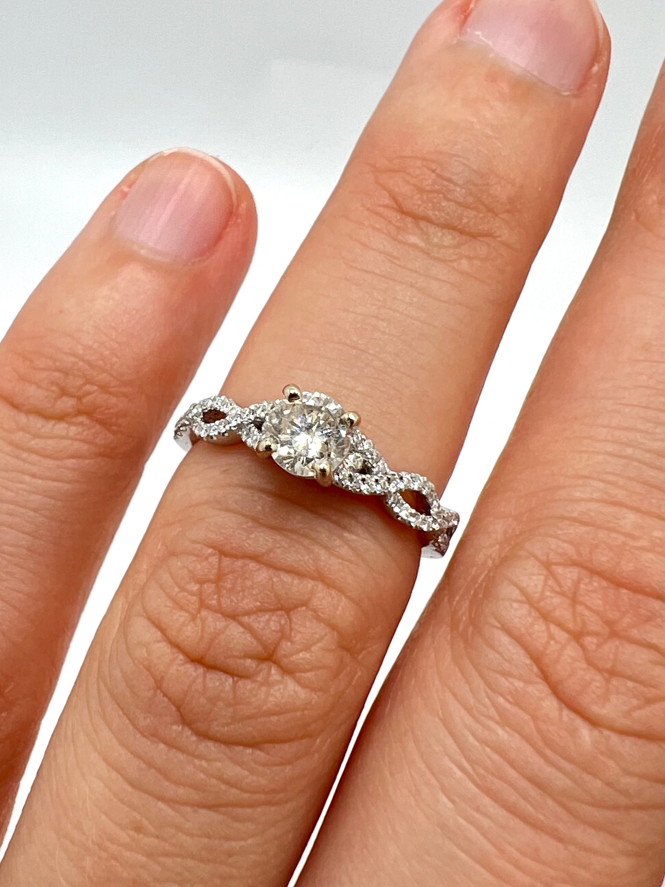 ハンドメイド 14K ホワイトゴールド ダイヤモンド 0.42ct リング 
