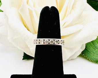 Pierścionek ślubny z białego złota 14K z diamentem o masie 1,00 ct, rozmiar 4,5