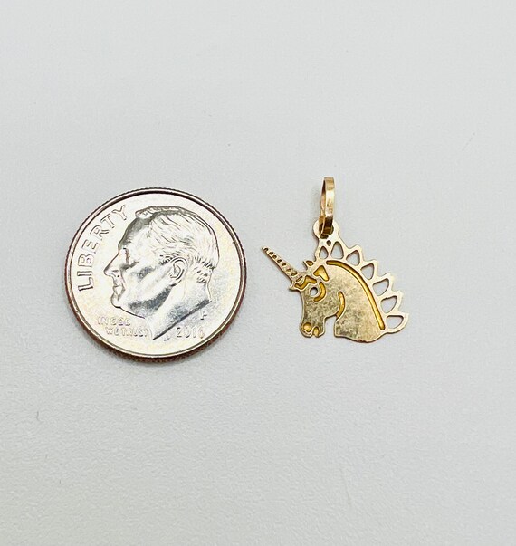 14K Yellow Gold Unicorn Charm Pendant - image 6