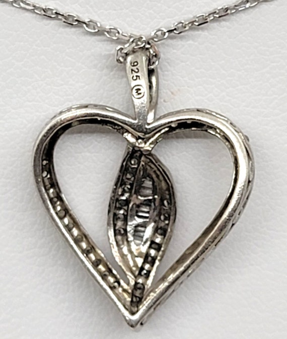 Sterling Silver Baguette Diamond 0.25ct Heart Sha… - image 5