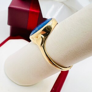 Beautiful 14K Yellow Gold Lapis Vintage Handmade Ring Size 6.3 image 3