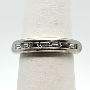 Baguette Cut Diamond Ring, White Platinum Size 5.1/4