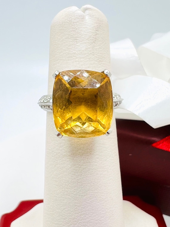 14K White Gold Citrine & Diamond 0.25ct Cocktail … - image 1