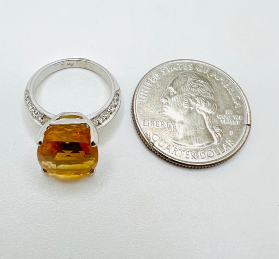 14K White Gold Citrine & Diamond 0.25ct Cocktail … - image 10