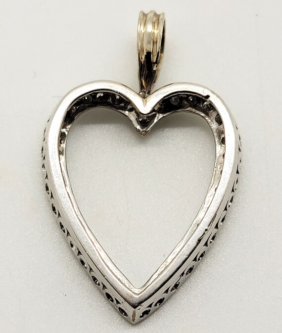 Heart Shape Diamond Pendant, 14K White Gold, Chai… - image 4