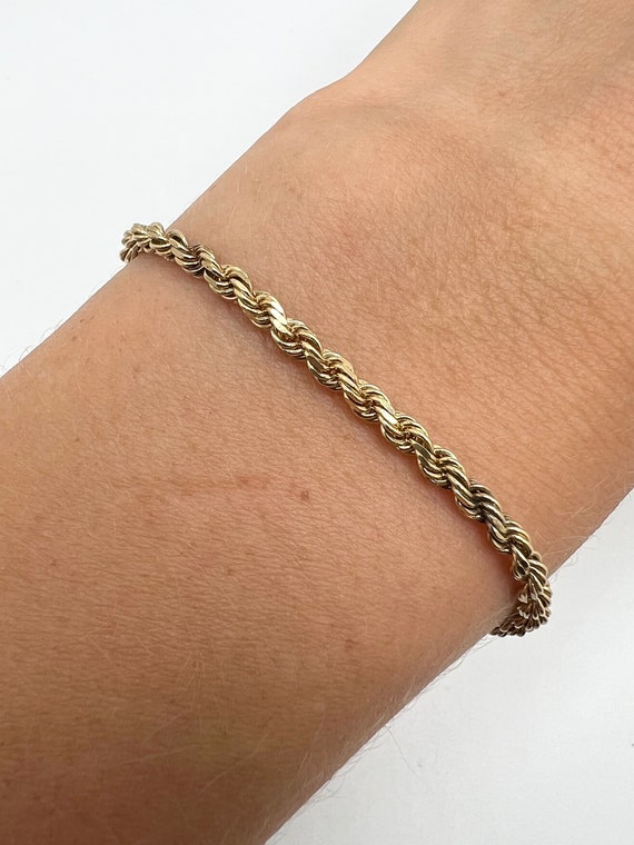 14K Yellow Gold Rope Twisted Bracelet Size 7.5 Gem