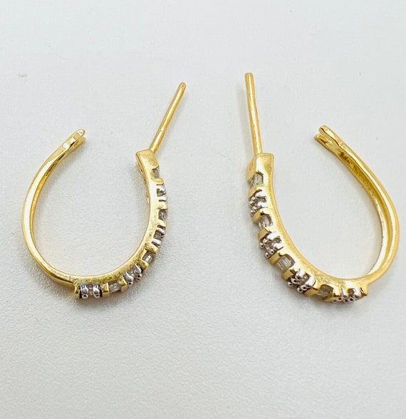 14K Yellow Gold Oval Hoop Earrings - image 6