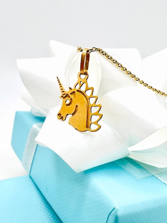 14K Yellow Gold Unicorn Charm Pendant