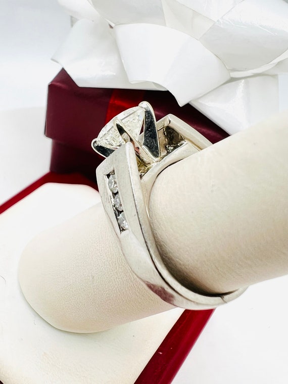 Bridal Engagement White Platinum Diamond Ring Siz… - image 3