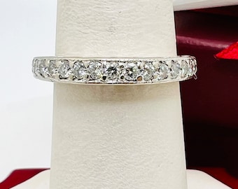 14K White Gold Diamond 0.40ct Vintage Art Deco Wedding Band Ring Size 7