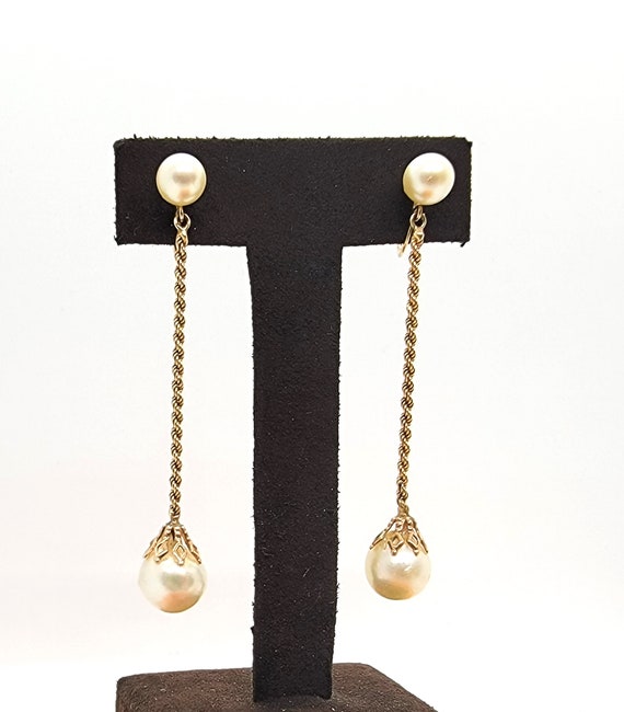Handmade 14K Yellow Gold Pearl Earrings