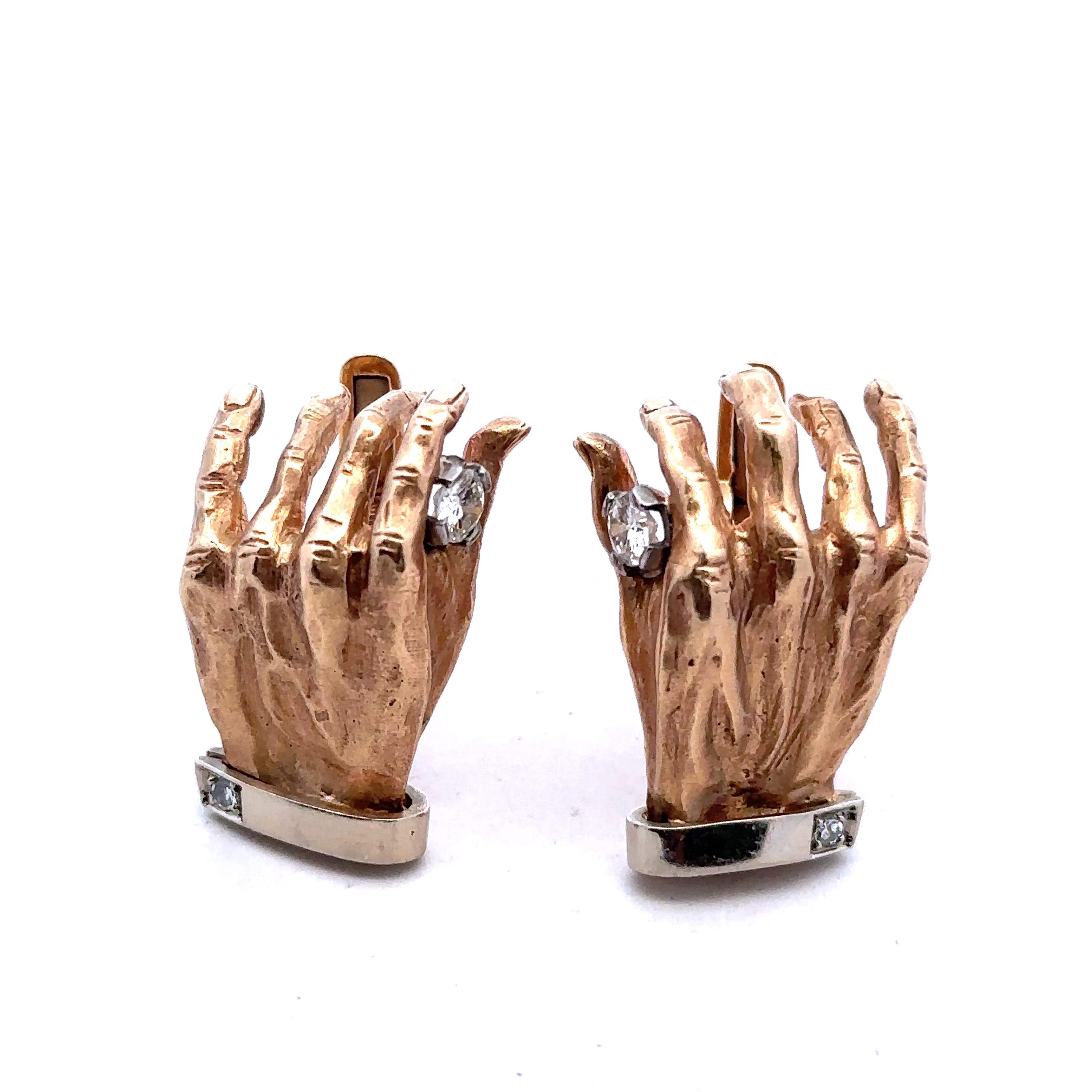 ヴィンテージ 14K イエロー ゴールド ダイヤモンド 0.70ct ハンド