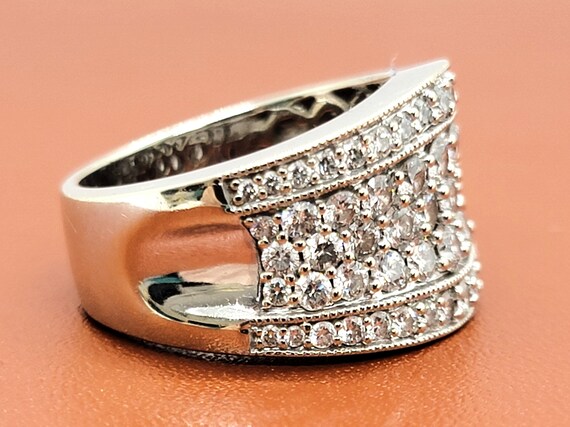 14K White Gold Diamond 2.00ct Wide Band Ring Size… - image 6