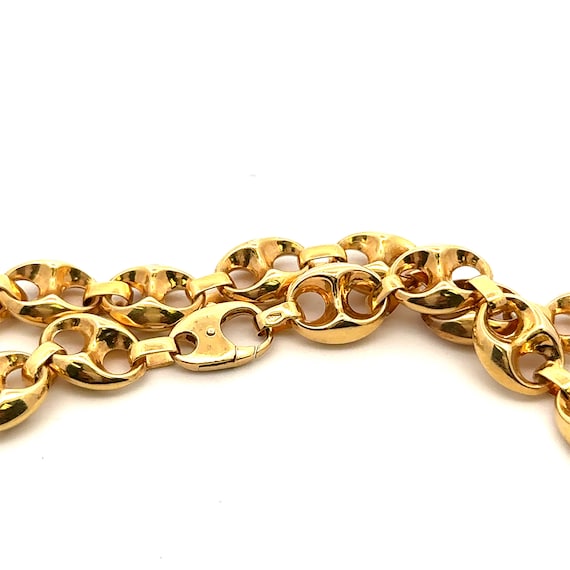 14K Solid Yellow Gold Puffed Gucci Style Chain Ne… - image 5