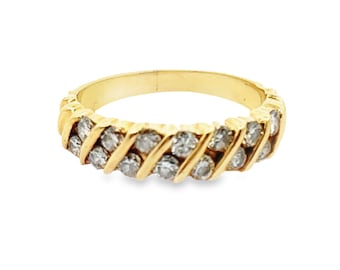 14K Yellow Gold Vintage Diamond 0.28ct Wedding Band Size 3.75