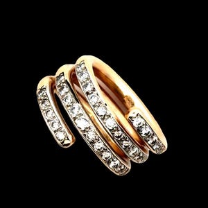 14K Yellow Gold Diamond 0.64ct Coil Ring Size 6