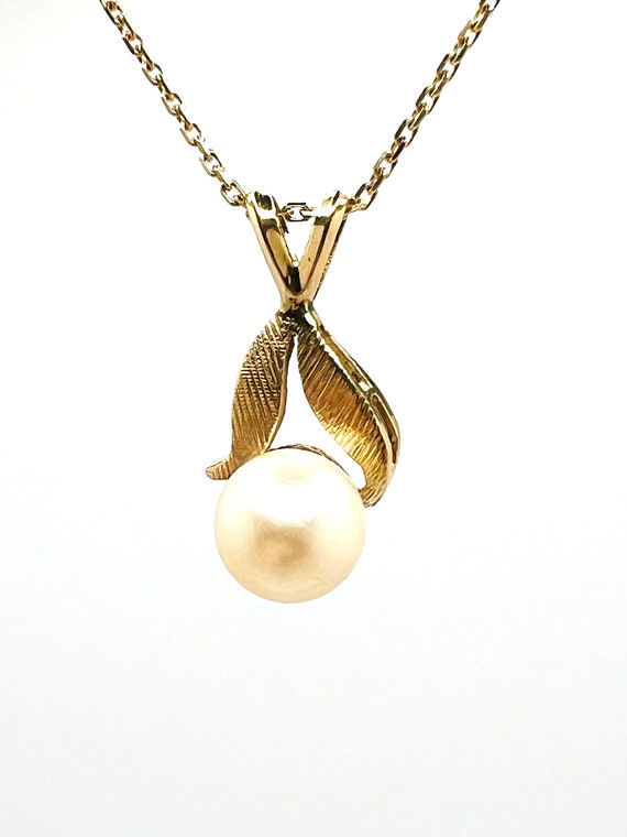 Vintage 14K Yellow Gold White Pearl Floral Crarm P