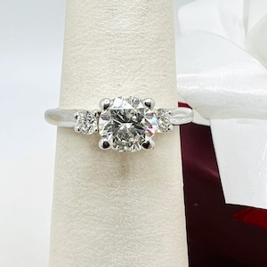14K White Gold Diamond 0.80ct Engagement Handmade Ring size 5