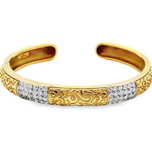 Vintage 18K Yellow Gold Diamond 0.50ct Bangle Bracelet