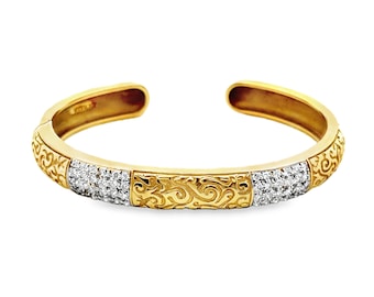 Vintage 18K Yellow Gold Diamond 0.50ct Bangle Bracelet