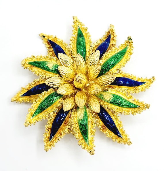 Enamel Brooch 18K Yellow Gold