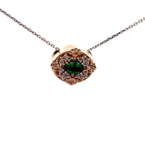 Vintage Emerald Diamond 0.40ct Oval Cut Pendant in 14K Yellow Gold