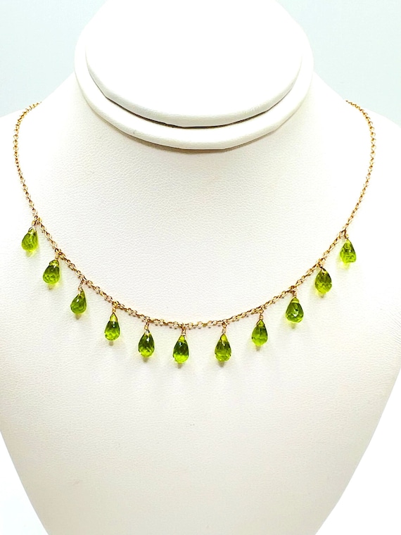 Antique 14K Yellow Gold Green Peridot Drops Filled