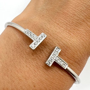 Tiffany 18K White Gold Diamond 0.40ct Bangle Bracelet