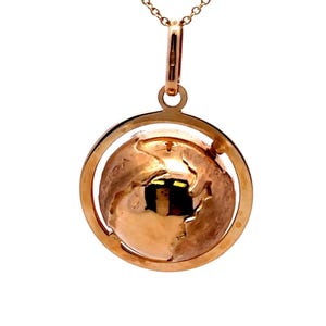 Vintage Spinning Globe Pendant in 14K Yellow Gold