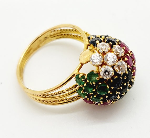 Stunning 18K Yellow Gold Vintage Diamond, Emerald… - image 4