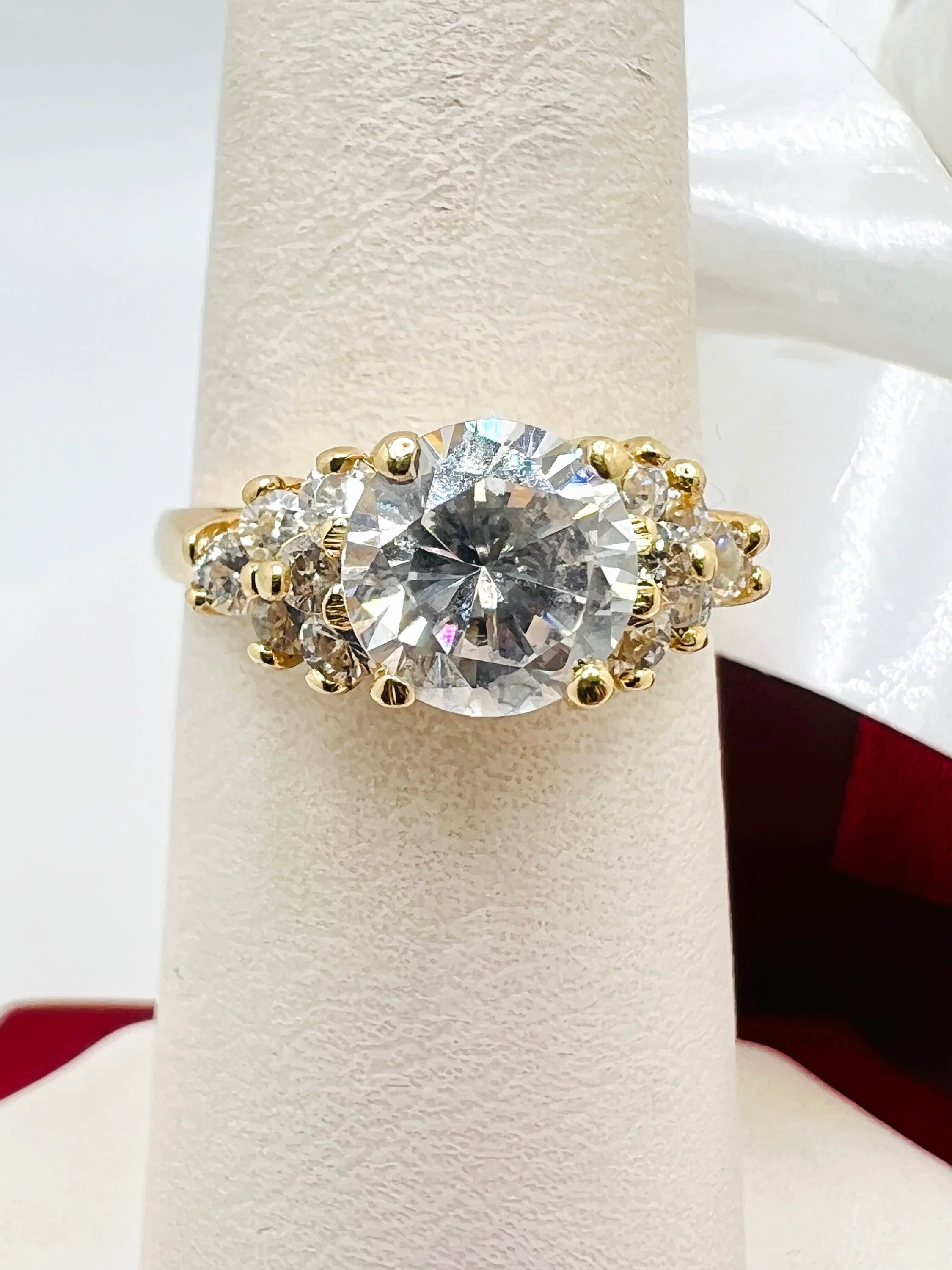 14K Yellow Gold Cubic Zirconia Ring Size 6.5 - Etsy